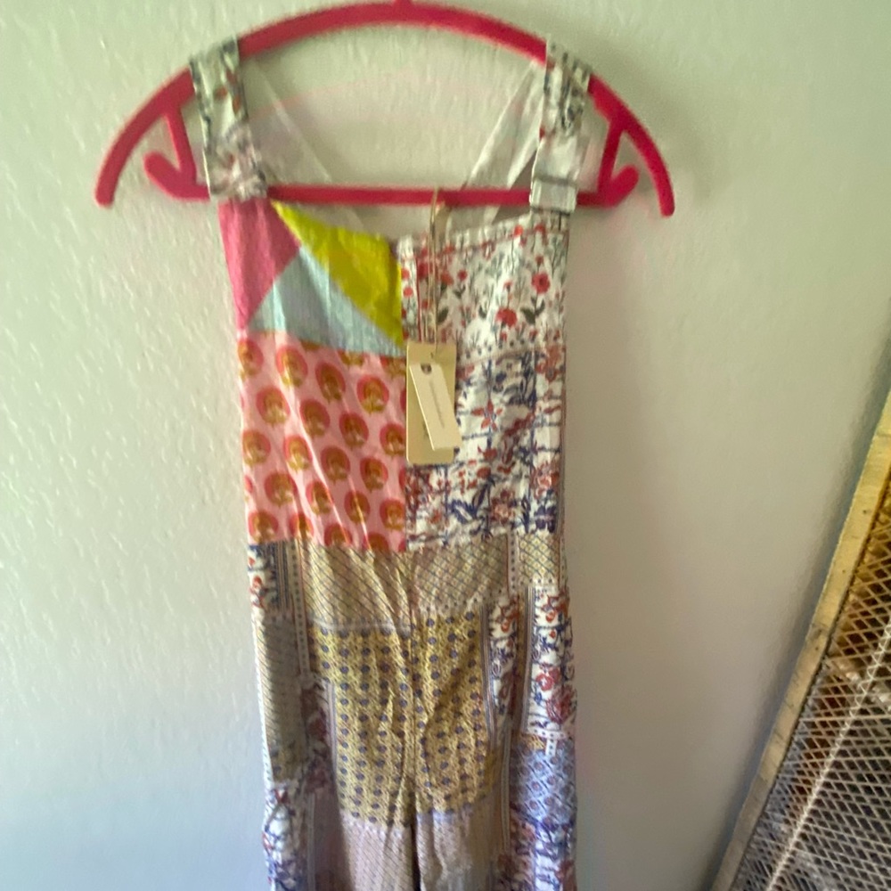 Amazing Anthropologie Let Me Be Patchwork Overalls size XL - Picture 11 of 14